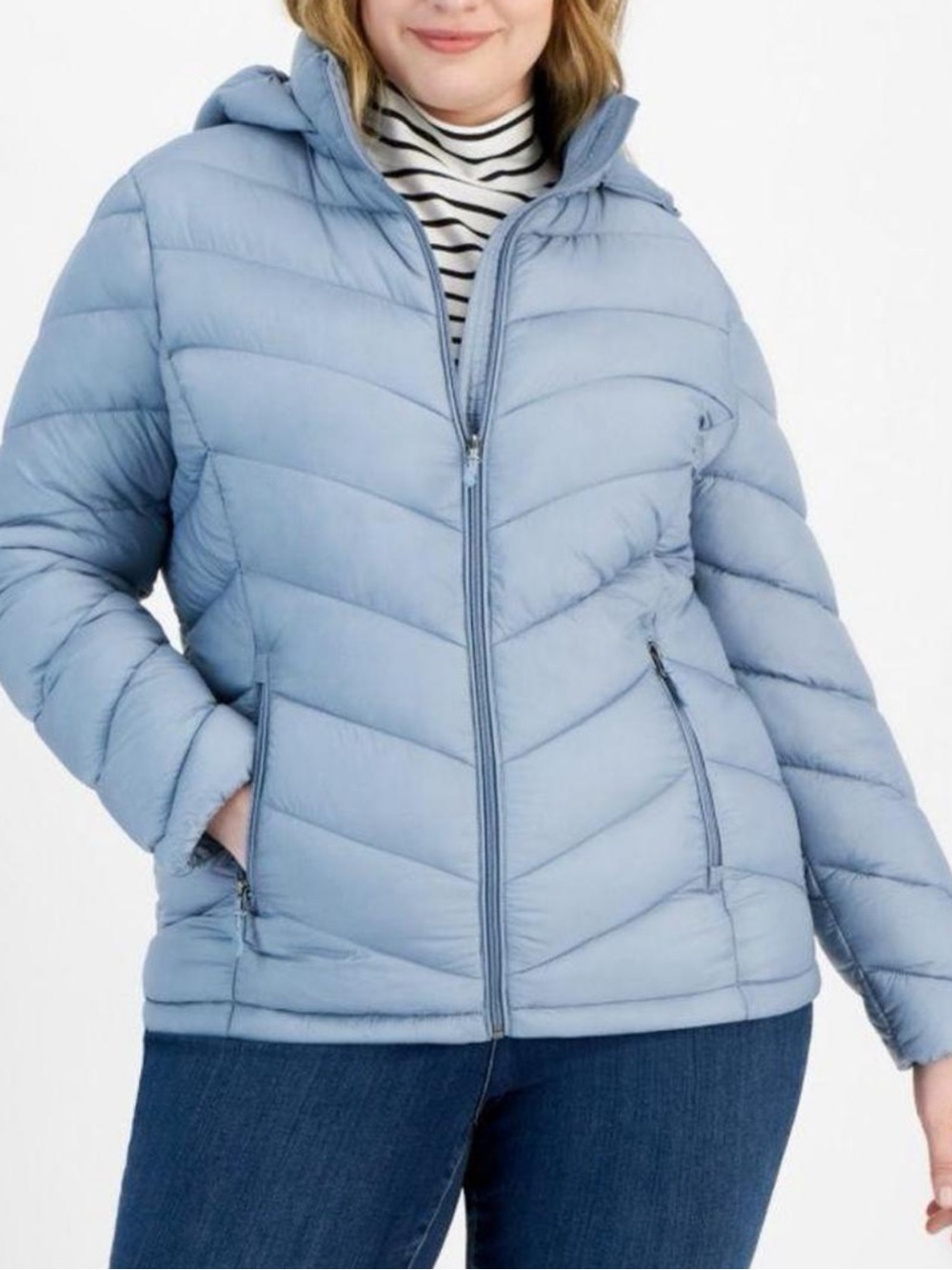 Charter Club Light Blue Hooded Nylon Puffer Jacket - Women size 3x NWT